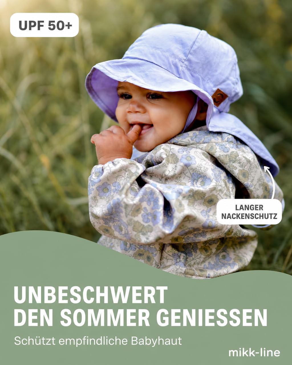 Mikk-line Sombrero para el sol para bebé, protección UV, 50, protección para el cuello, sombrero de sol para bebé, gorra con visera para niños y niñas, gorro de verano ligero para una protección