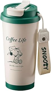 スヌーピー 真空断熱 水筒 魔法瓶 コーヒーカップ 500ml 3WAY飲み口 ストロー付き 大容量 広口 漏れない 保冷保温 おしゃれ アウトドア 洗いやすい 男女兼用 (B)