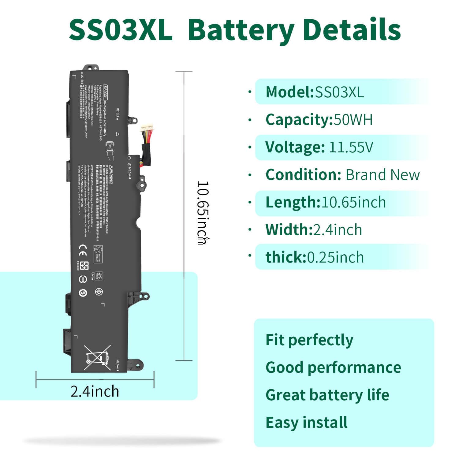 SS03XL 933321-855 Battery for HP EliteBook 840 G5,EliteBook 730 735 740 745 830 846 G5, EliteBook 735 745 830 840 G6 ZBook 14U G5 G6 HSN-I13C-4 HSN-112C HSTNN-LB8G 932823-421 932823-1C1 SS03050XL