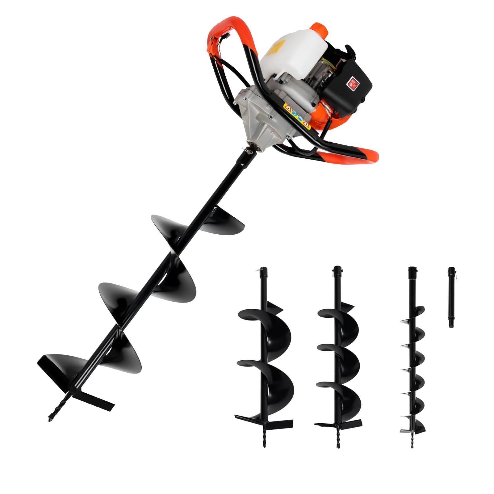 Post Hole Digger Gas Powered, 52cc 2.3 HP 2-Takt Motor Erdbohrer mit 4" 6" 8" Bohrer und 11.8'' Erweiterung, EPA-konformer Zaun Post Hole Auger für Zaun Pfosten Pflanzen Baum