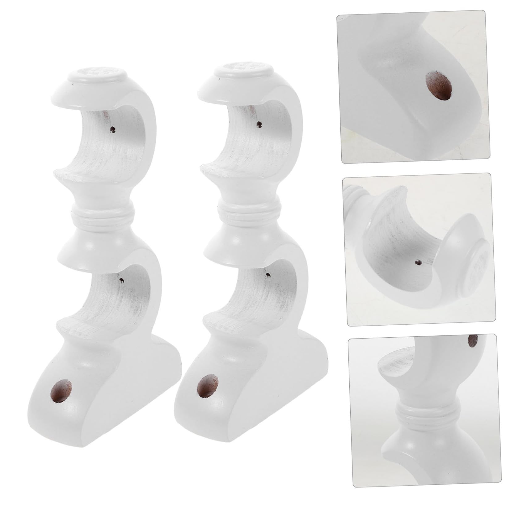 SHINEOFI 4 Pezzi Supporto Doppio Accessorio Resistente per Bastone Base Robusta in Legno per Montaggio Finestra per Tende in Legno