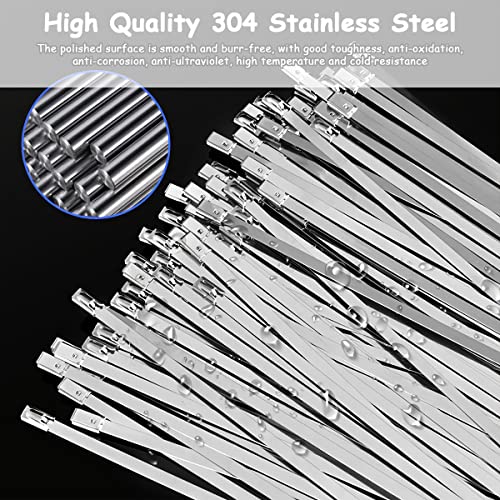 YUTOU Pack of 50 Stainless Steel Cable Ties 4.6 x 200 mm Self-Locking Cable Ties Metal Rustproof Multi-Purpose Durable Stainless Steel Ties for Organising Cables Workshop - Image 3