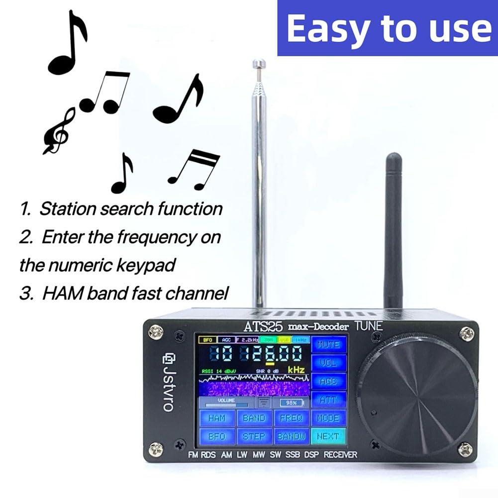 ATS-25Max SI4732 Radio, DSP FM LW MW SW SSB Empfänger, 2,4 Zoll Touchscreen, Funkempfänger-Set, Gehäuse aus Aluminiumlegierung, Digitale Tastatur Zur Eingabe Der Frequenz, DAB Radio