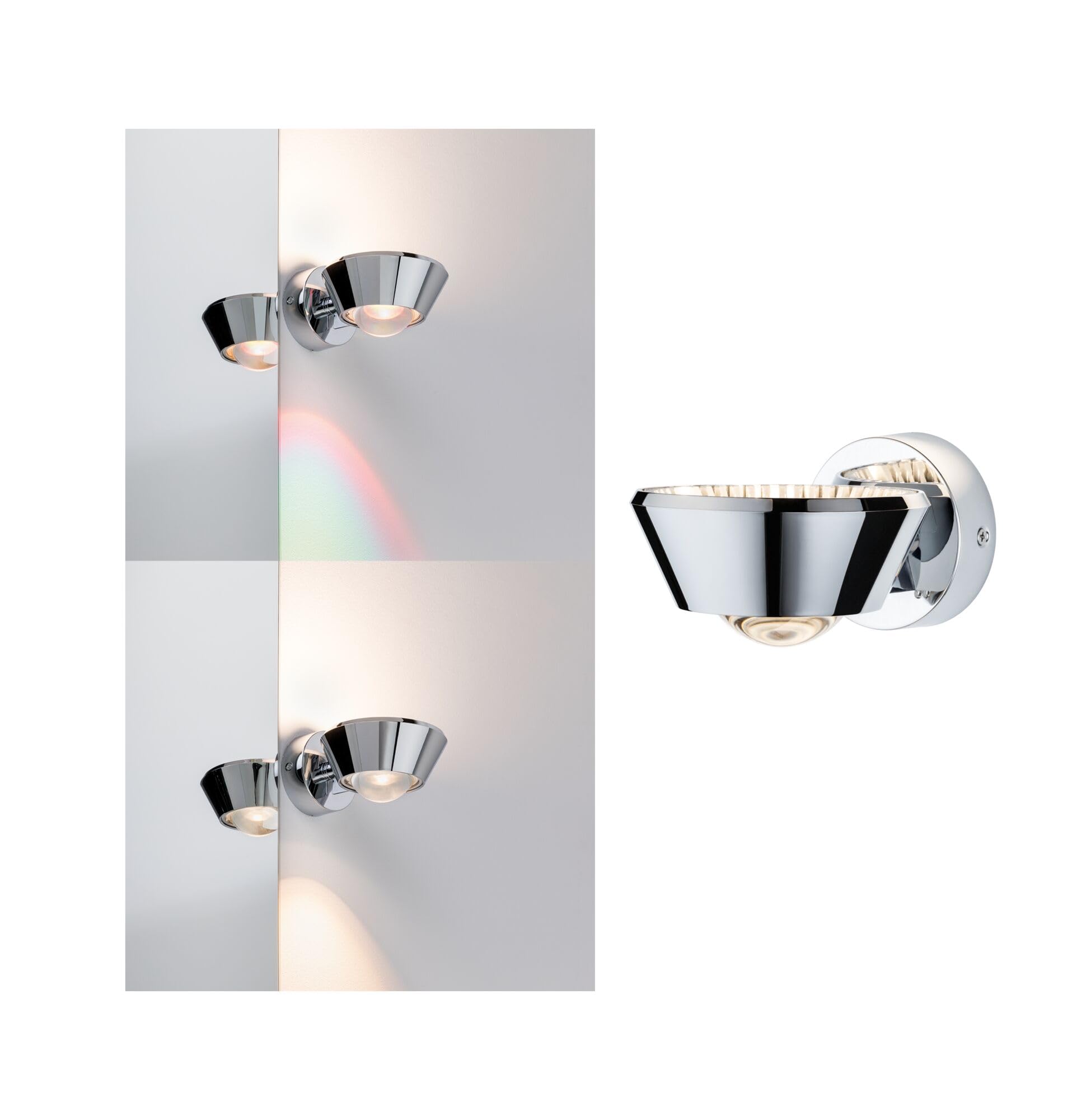 Paulmann 70947 Luminaria de techo LED WallCeiling Sabik IP44 230V redonda incl. 1x9 / 1x4 W regulable cromo lámpara de baño plástico 2700 K