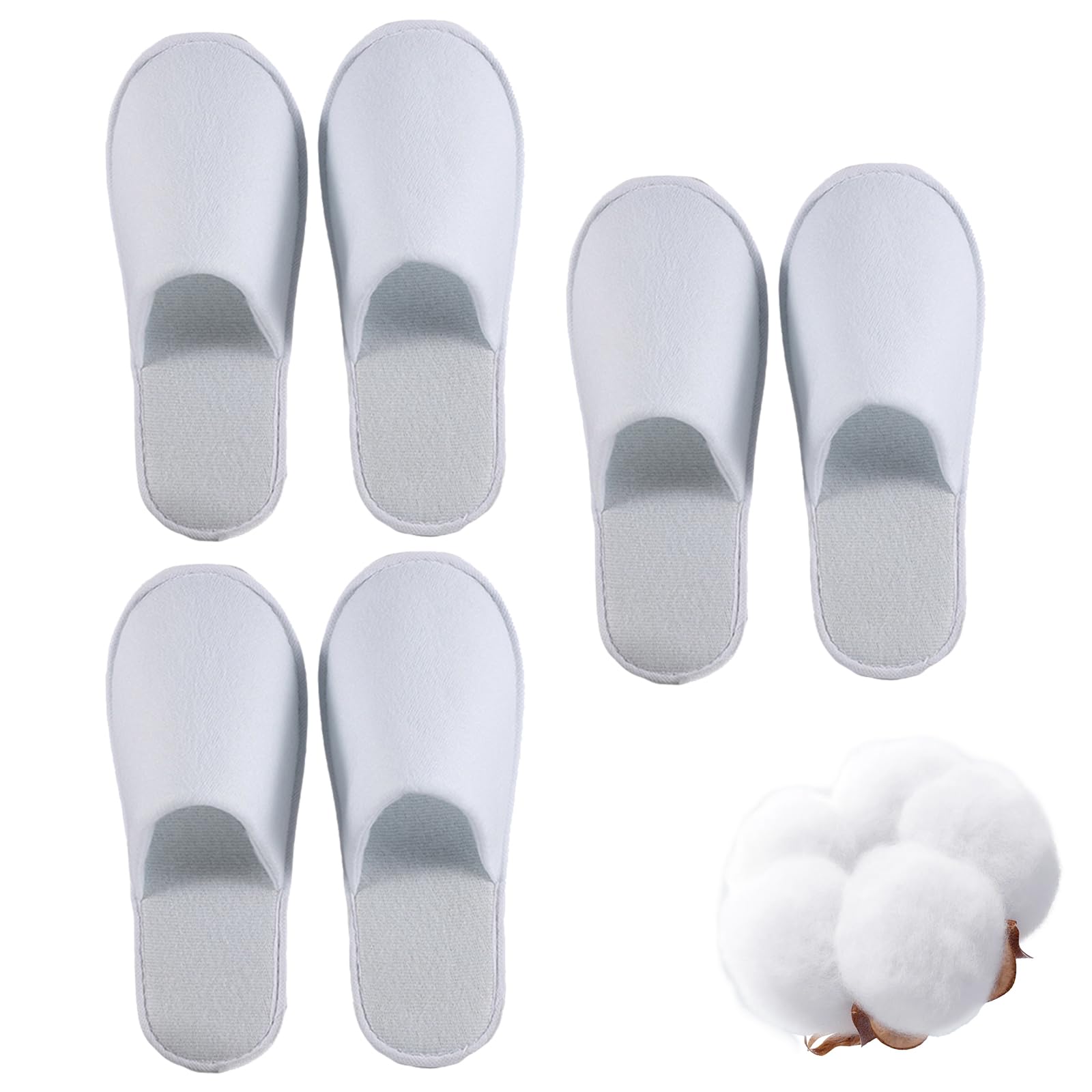 Rakiuty Pantofole SPA, Monouso per Hotel e Casa, Confortevoli, 3 Paia, Bianco