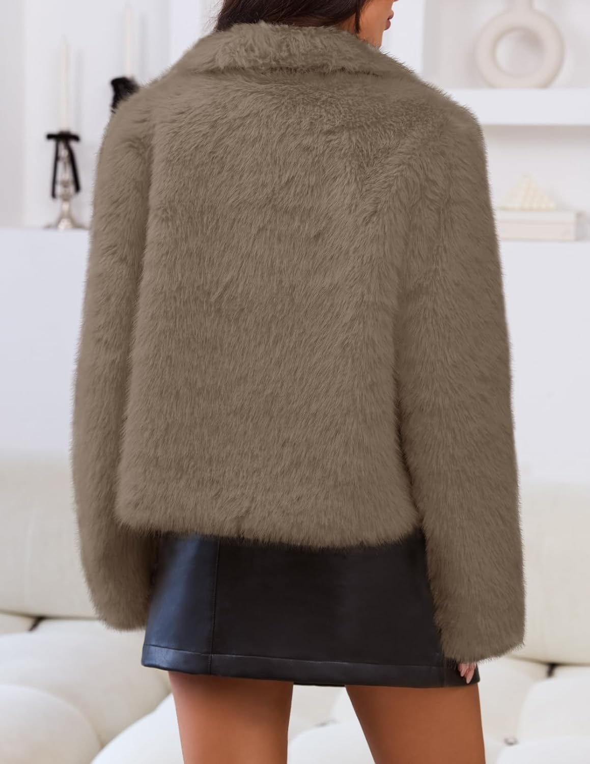 MEROKEETY Women's 2025 Winter Coats Furry Faux Fur Jackets Long Sleeve Coat Trendy Warm Outerwear with Pockets - Image 4