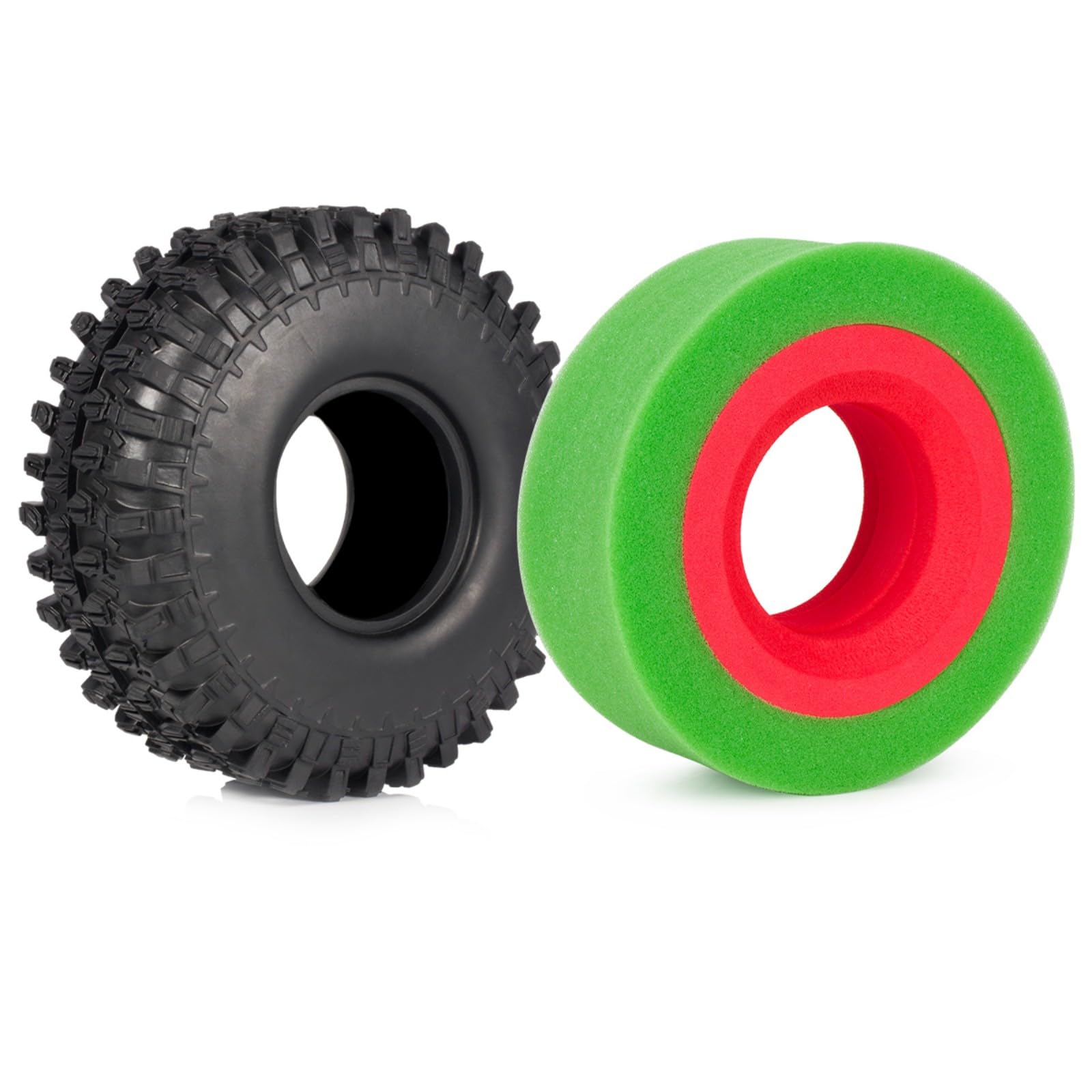 Keeda 4 Inserts Mousse TPE Double étage Pour Pneus RC Crawler 1/10 - 100 Mm Rouge/blanc