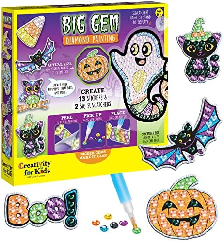 Creativity for Kids Big Gem Diamond Painting Kit - Halloween Stickers and Suncatchers, Halloween Crafts for Kids Ages 6-8+, Diamond Art for Kids