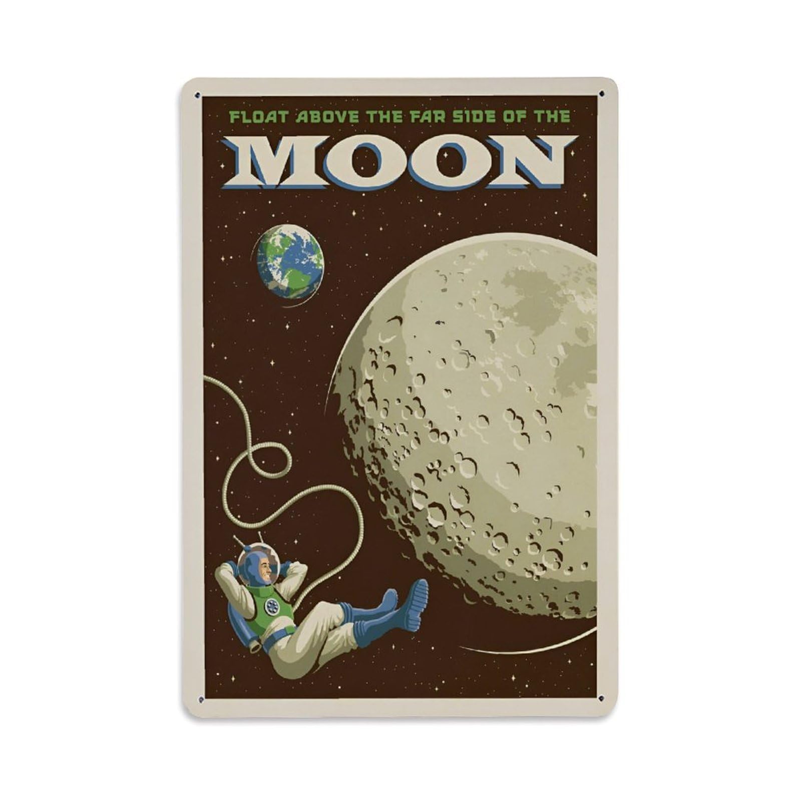 Vintage Space Poster The Far Side Of The Moon Metal Tin Sign Wall Decor for Cafe, Club, Garden Metal Poster 8x12Inch