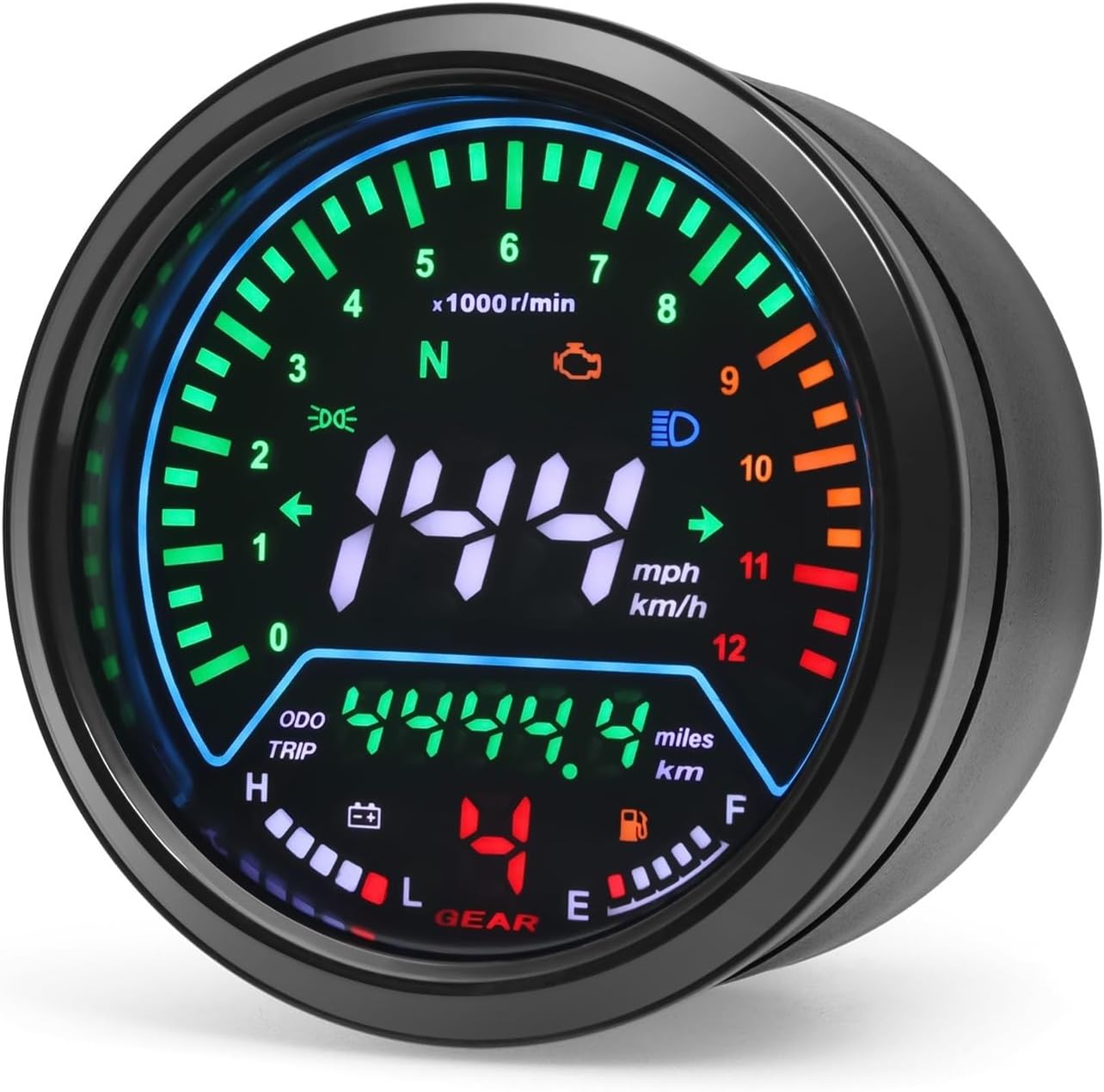 Motorcycle Speedometer Gauge Universal Motorcycle Digital Tachometer Fuel Gauge Dashboard Instrument Panel Meter Display Turn Indicator Light