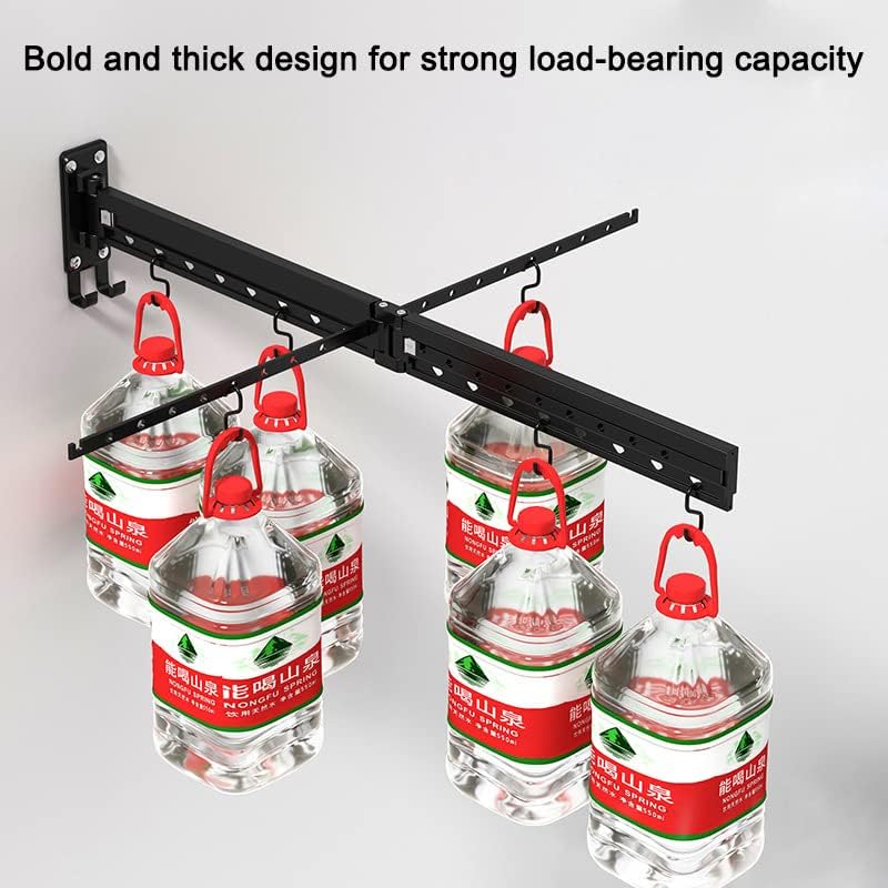 Miniatura 6 de Estante de secado de ropa retráctil versátil montado en la pared, colgador de ropa resistente con diseño de ahorro de espacio y función plegable