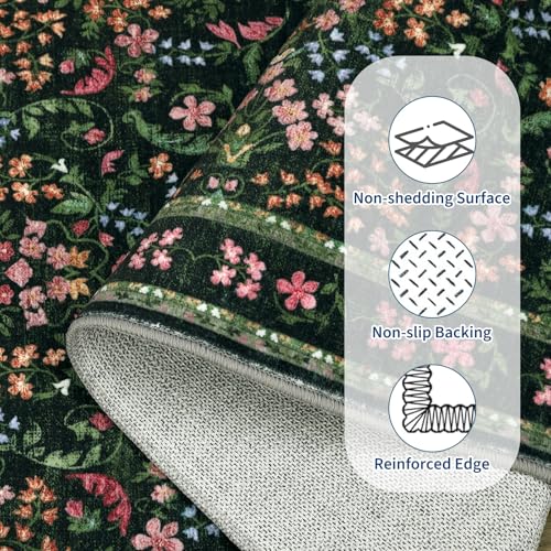 Tapete lavable para sala con diseño vintage floral miniatura 7