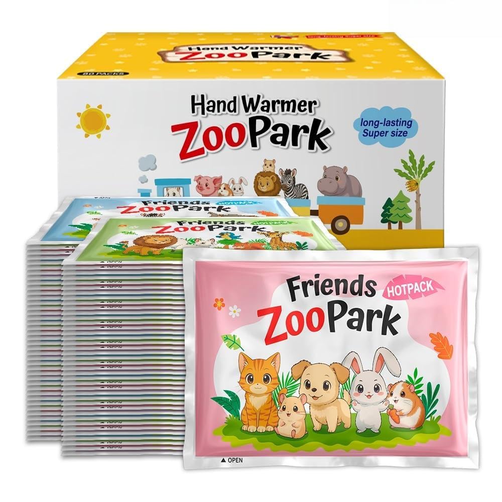 InLife ZooPark Super ogrzewacz do rąk i ciała, całkowicie naturalny i bezpieczny, większy i szerszy obszar, wyższe ogrzewanie 62.8 °C, aktywowany powietrzem, łatwy i wygodny, trwały, bezwonny, 80