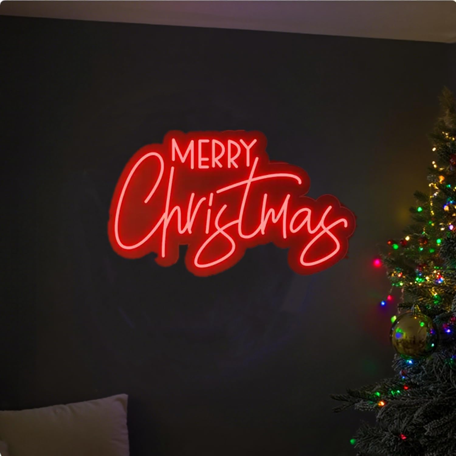 Merry Christmas Neonlichtschild, LED Weihnachtslampe für Wand, Zimmer, Party, Zuhause, Bar, Männerhöhle, Fenster, Schlafzimmer, Tisch, Party, Desktop Dekoration