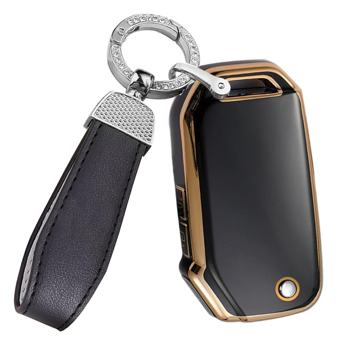 ontto 3-button Key Fob Holder with Keychain Compatible with Kia Flip Folding Remote TPU Car Key Glove for Forte Seltos Soul Sportage Sorento Cerato Telluride Black