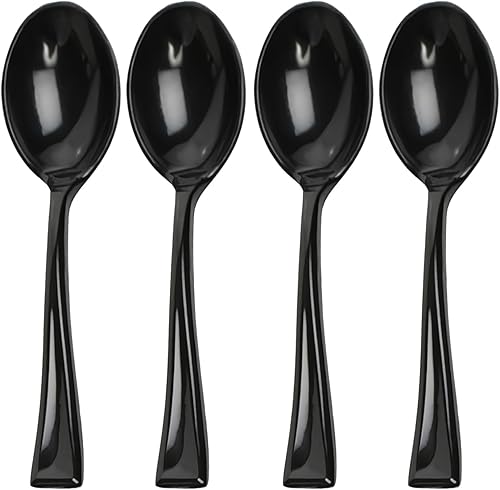 Mini cucharas Black Tiny Tasters  3.75 pulgadas (paquete de 50)  Cucharas de plástico de alta calidad sin BPA  perfectas para fiestas de degustación