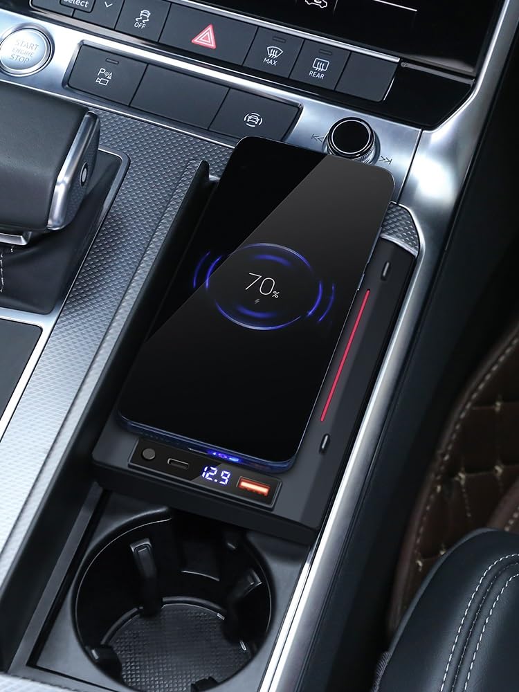 Dla Audi, dla A6 C8 S6 RS6 A7 S7 RS7 2019 2020 2021 bezprzewodowa ładowarka samochodowa do telefonu komórkowego płyta szybkiego ładowania Panel uchwyt na telefon Panel ładowania bezprzewodowego