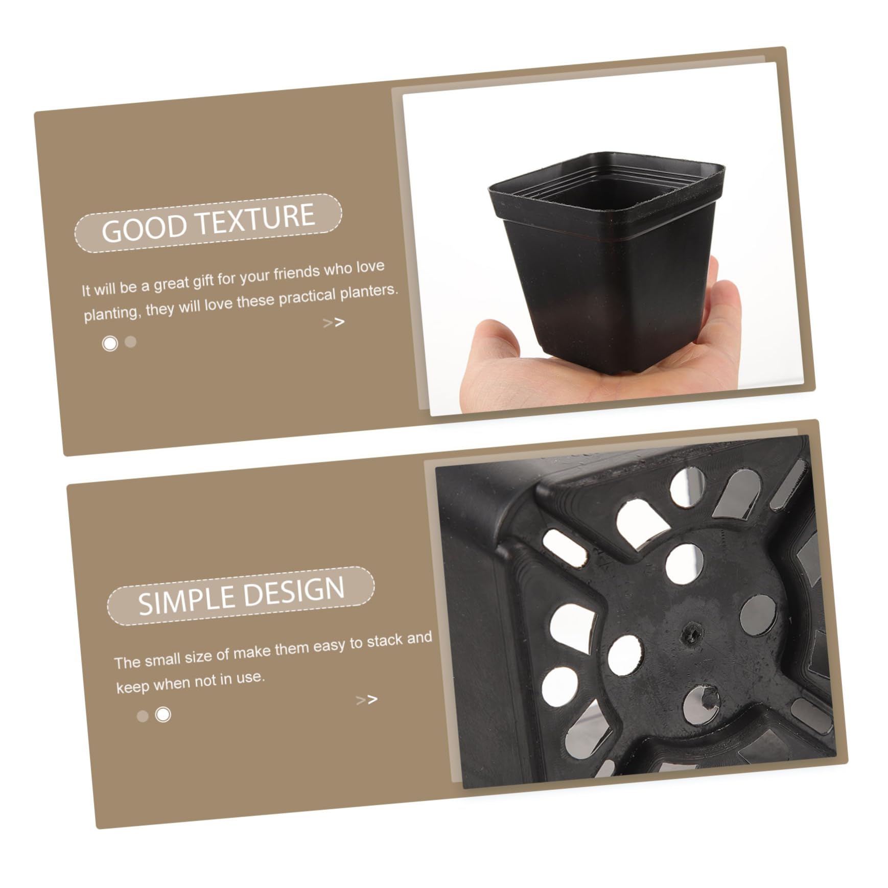 BESPORTBLE 120pièces Pots pour Semis Plastique Carrés Pots de Pépinière pour Plantes et Fleurs avec Drainage pour Jardinage