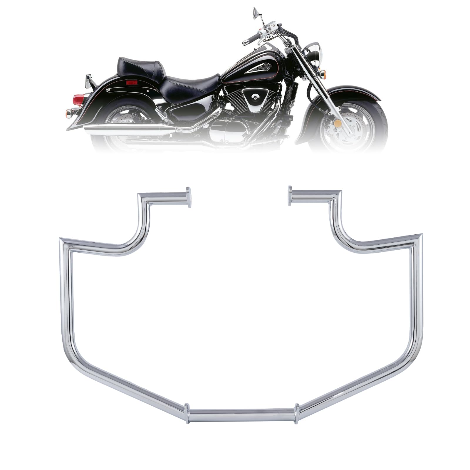 Kinglemc Crash Bar Engine Guard Highway Bar for Suzuki VL1500 Boulevard C90 2005-2009,VL1500 Intruder LC 1998-2000 (Chrome)