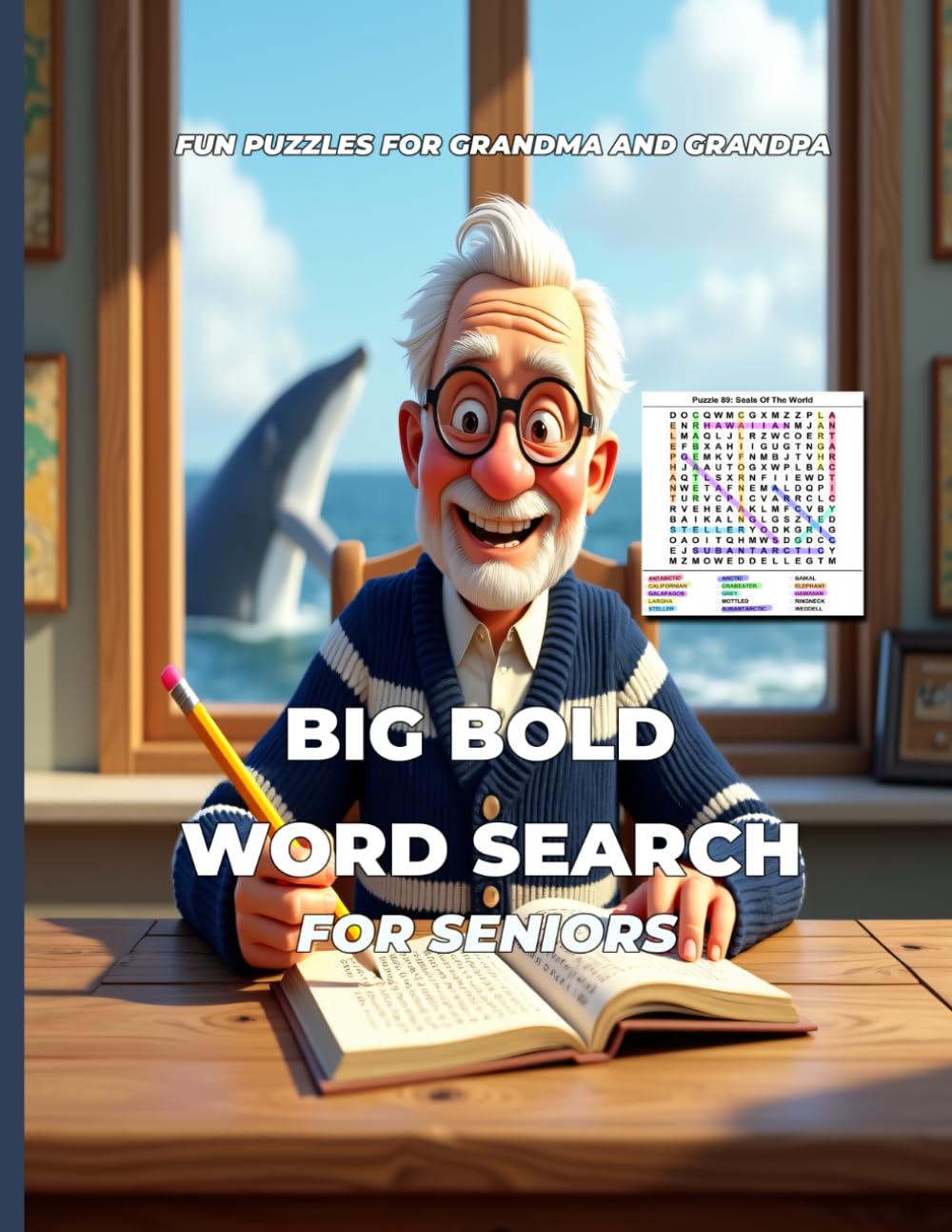 Big Bold Word Search For Seniors: 100 Giant Ocean Puzzles — Dive into the World of Whales, Sharks, Dolphins and Deep Sea Creatures