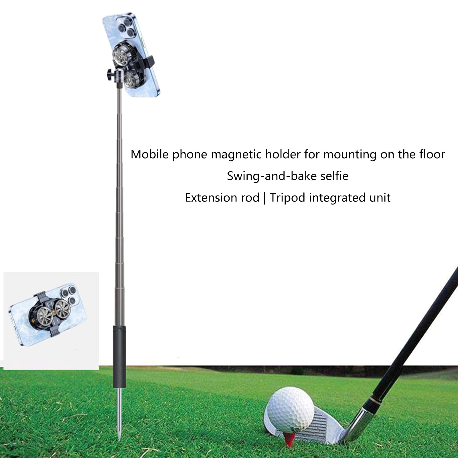Treppiede per telefono con picchetti per lo streaming live | Supporto portatile per smartphone montato a per la fotografia pesca, design con base a punta per prateria