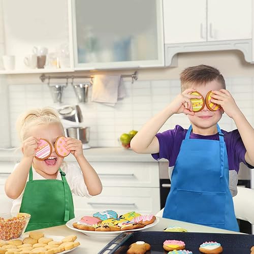 Miniatura 8 de SINLAND Delantal para niños con bolsillo, paquete de 2 delantales de chef para cocinar, hornear, pintar