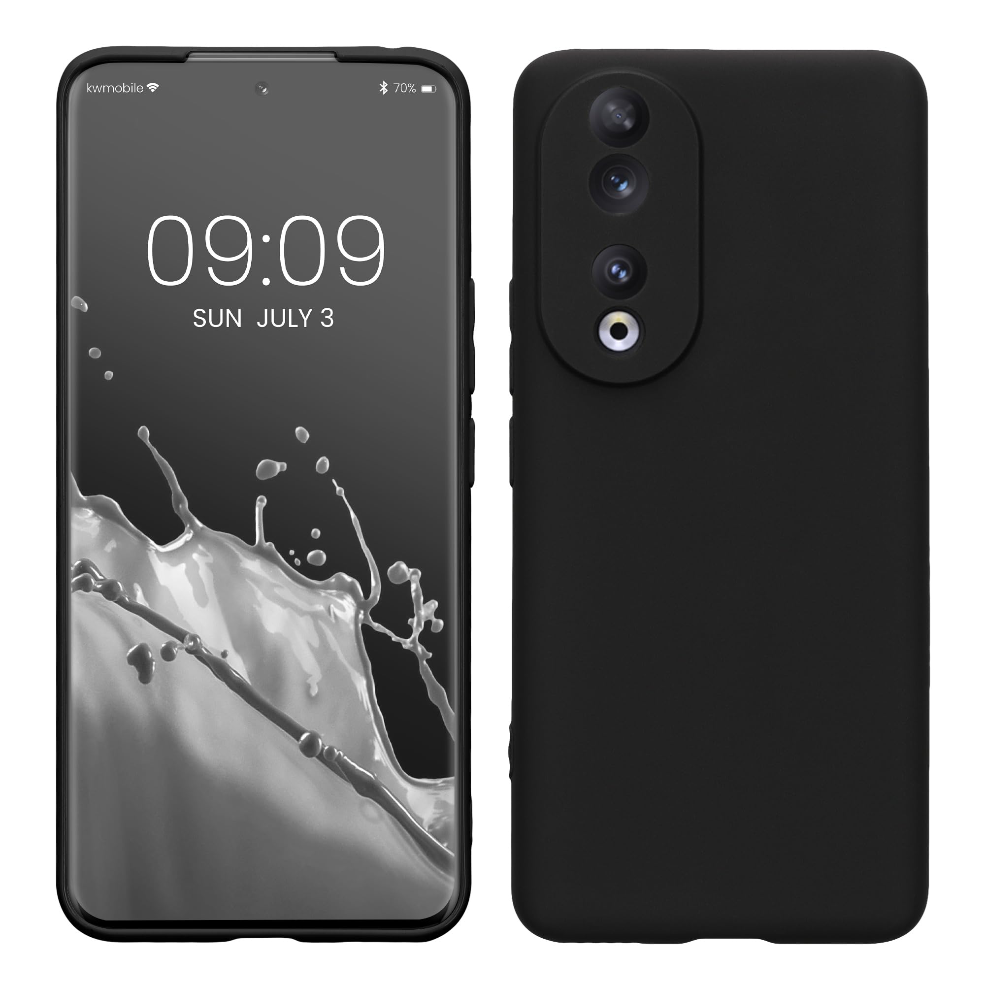 kwmobile Case Compatible with Honor 90 5G Case - Protective Slim TPU Phone Cover - Soft Matte Finish - Black Matte