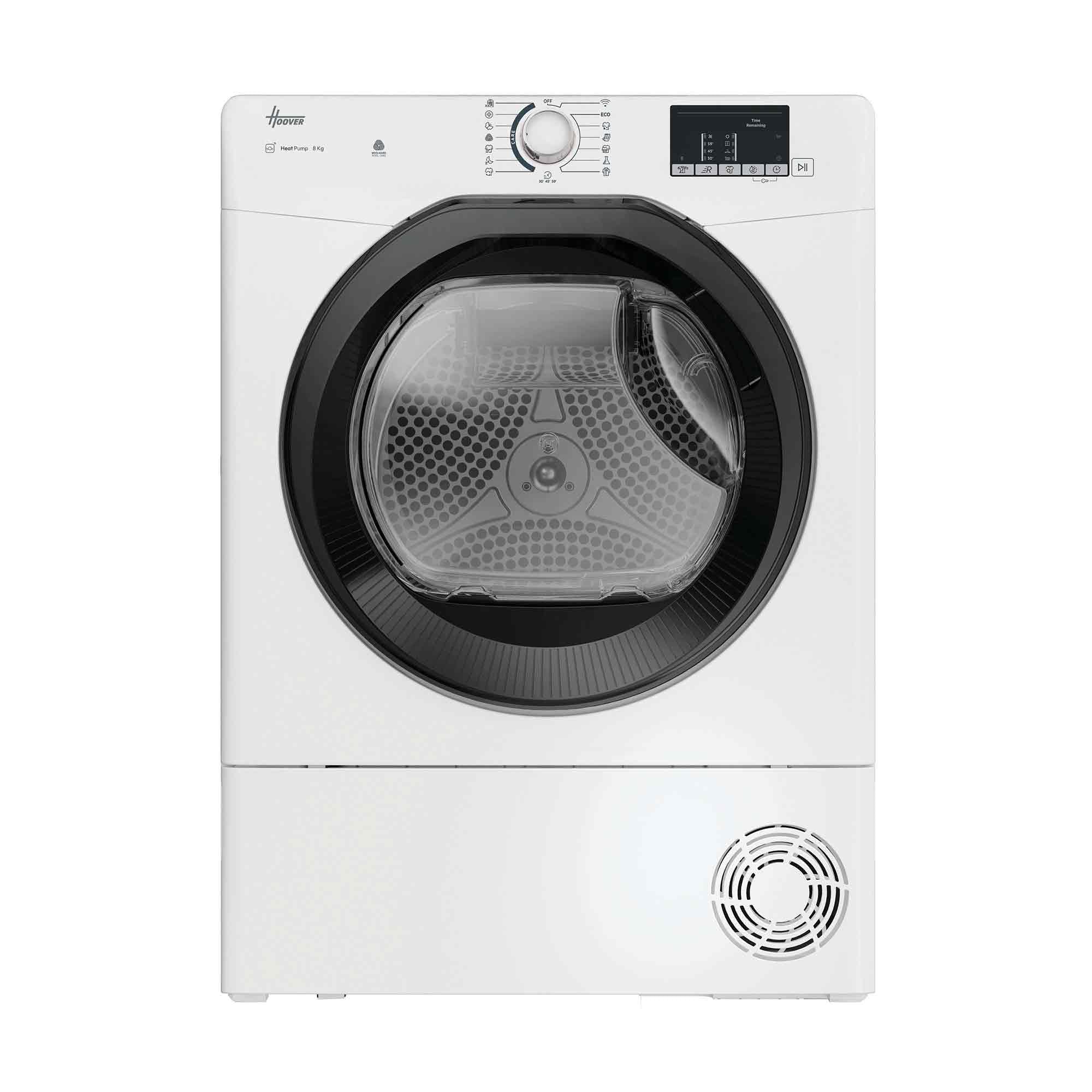 Hoover H-DRY 350 HR EH8N2DBE-S Wäschetrockner, Wärmepumpentrockner, 8kg, hOn App mit WLAN & Bluetooth, 16 Programme, Weiß