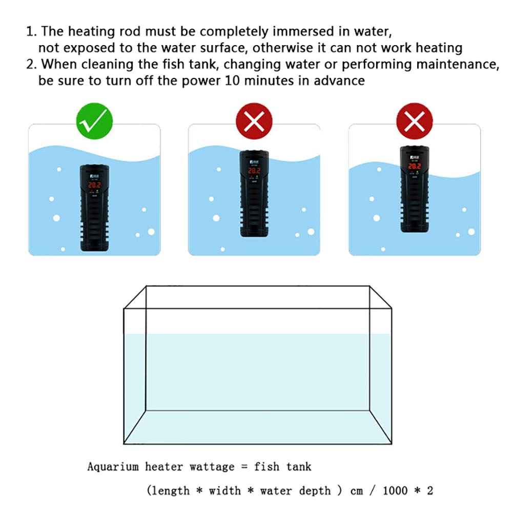 Asta riscaldante per Acquario per Acquario Riscaldatore Automatico a Prova di Esplosione a Temperatura costante, 100 W (500 W)