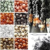 IZOKYMI 400Pcs Hair Beads for Braids African Hair Beads for Women Girls Kids Brown Beads Large Hole Beads for Braiding Jewelry Macrame Crafts Beads 12mm