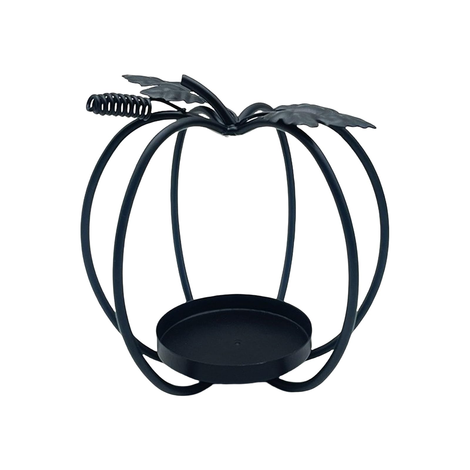 Festival Wrought Iron Hollow Pumpkin Tealight Holder Halloween Metal Candlestick for Home and Restaurant Decors Pumpkin Shape Stand