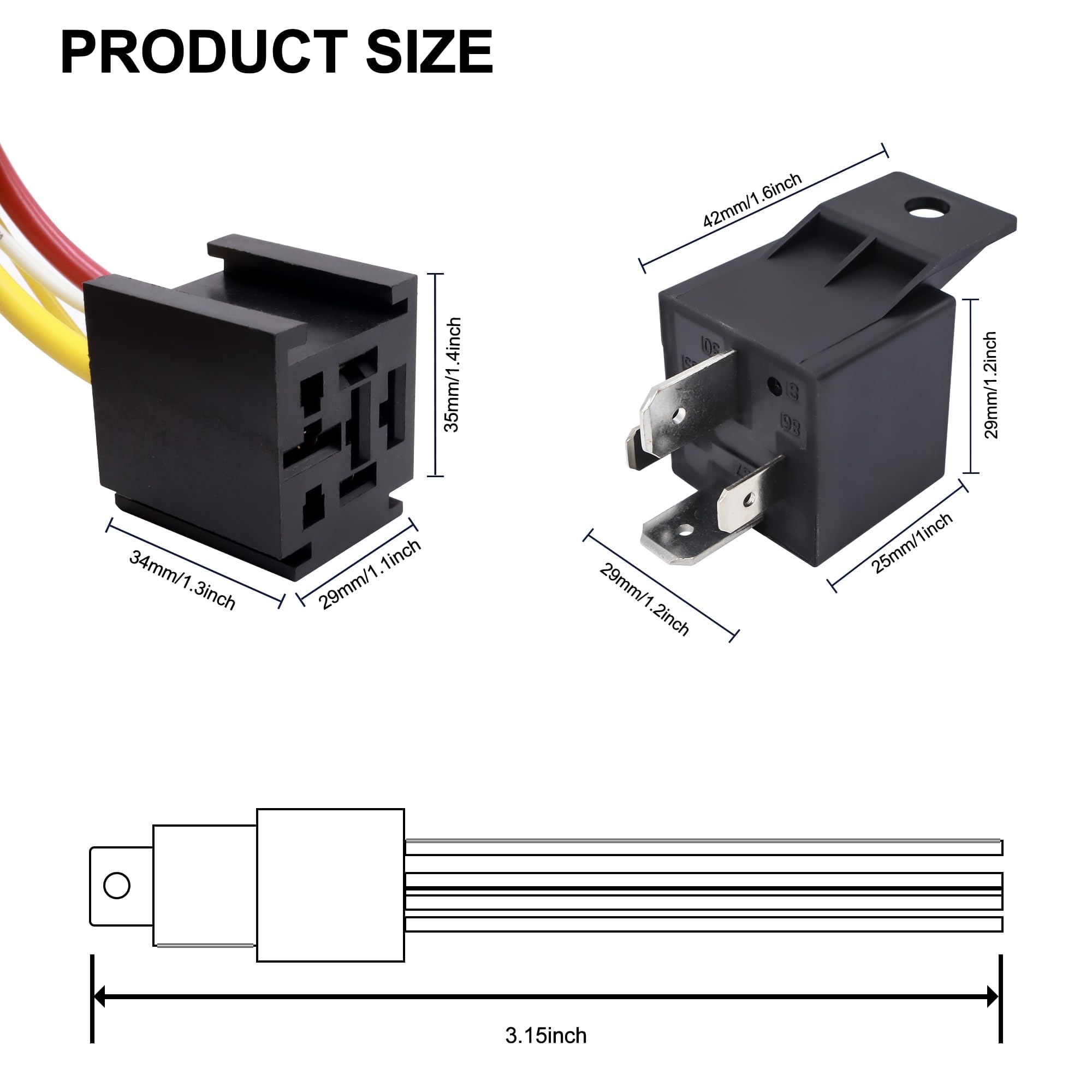 Lot de 5 relais 80 A, 12 V 4 broches Heavy Duty avec prise, ON/OFF normalement SPST pour voiture, camion, bateau, camionnette, moto, relais de protection pour interrupteur de voiture,