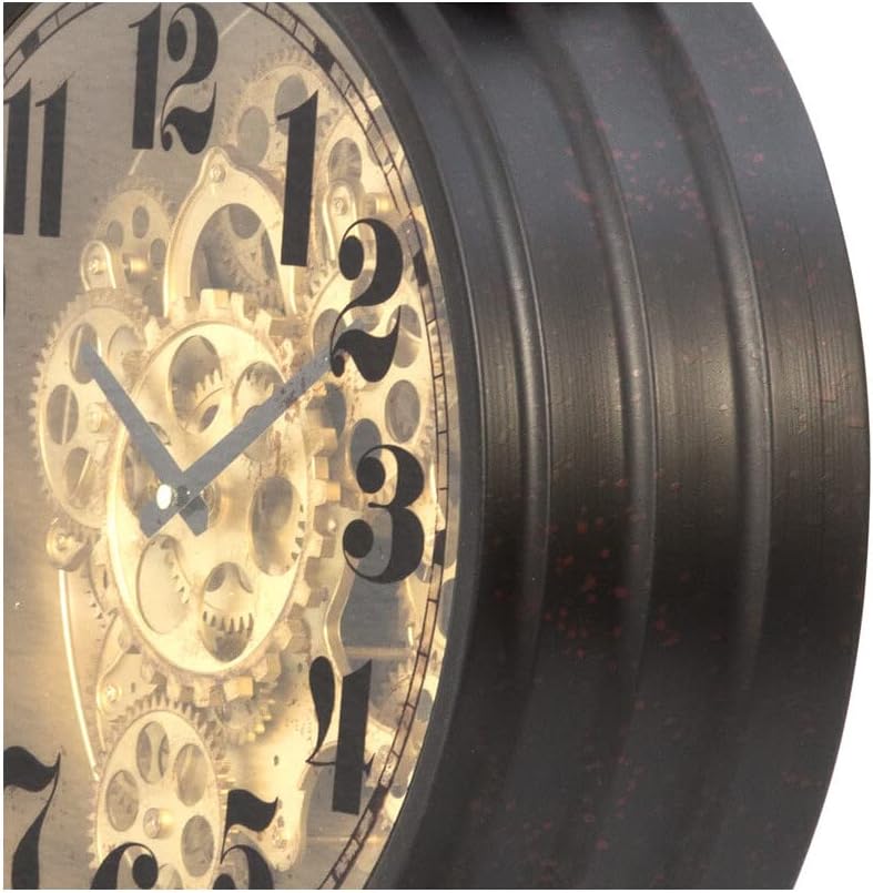 Yosemite Home Decor Modern Metal Gear Table Top Clock in Black and Brass