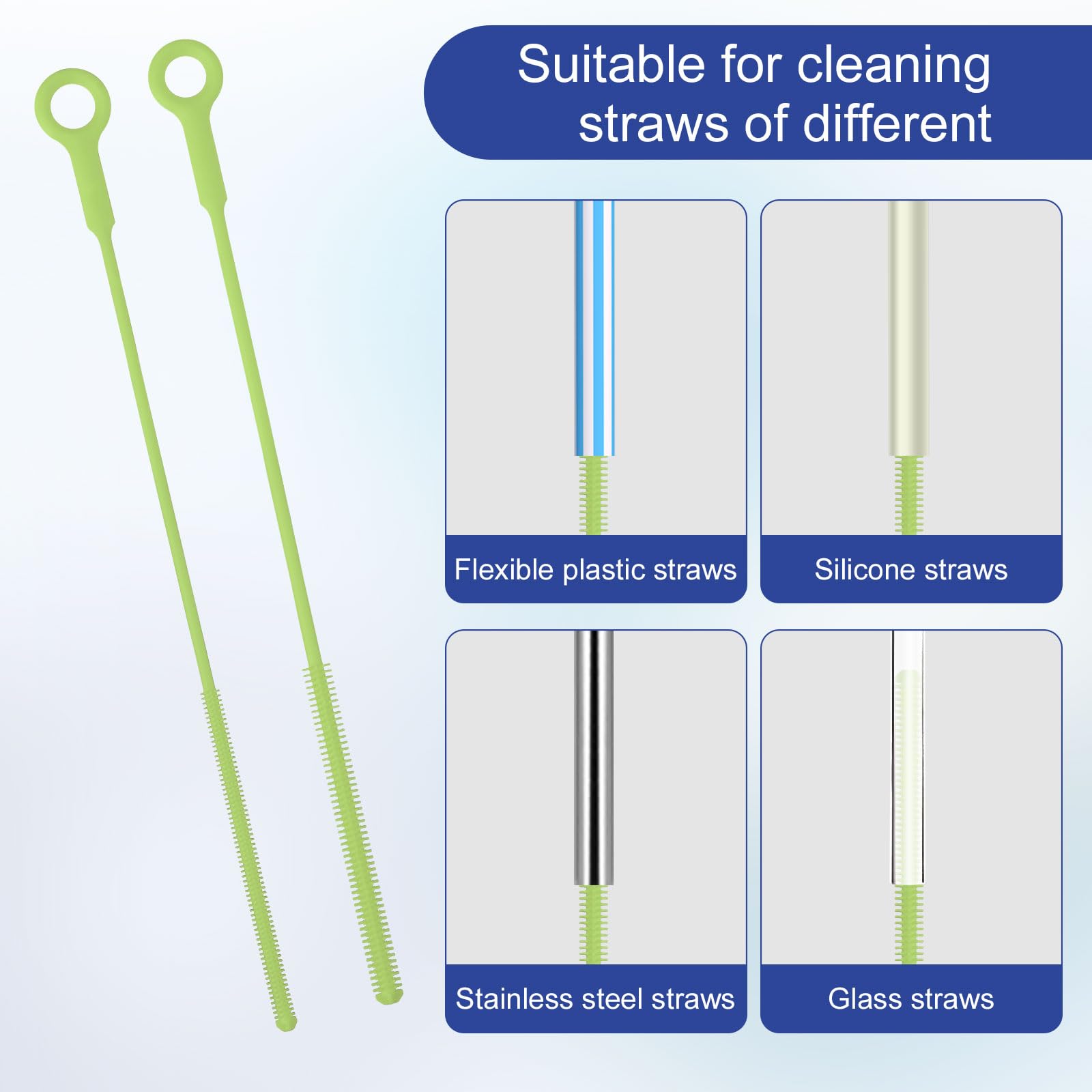 Set 2 Spazzole Per Cannucce In Silicone Alimentare | 6 E 9 Mm | Per Biberon, Tazze E Ciucci | Pratiche E Facili Da Pulire