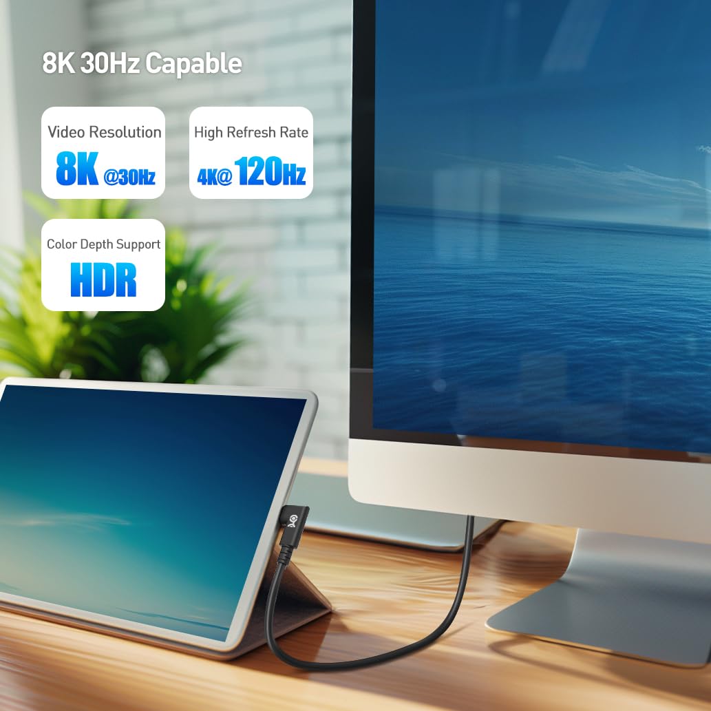 [Certyfikat USB-IF] Cable Matters Kątowy Kabel USB4 20 Gbps, 3 m | [Wideo 8K@30Hz / 4K@120Hz, ładowanie 240 W] zgodny z Thunderbolt 4, MacBook i XPS