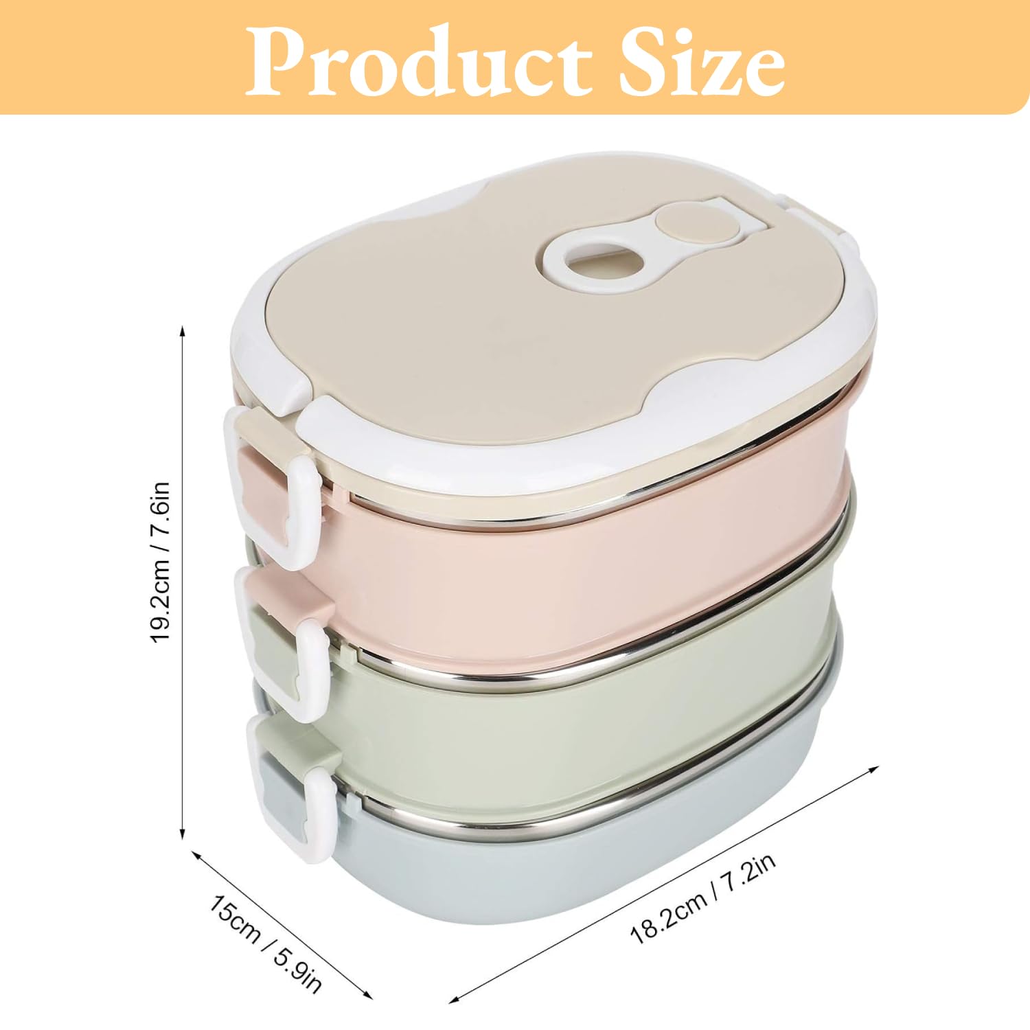 Boite Lunch Box, Boîte à Lunch Thermique, Conteneur Alimentaire Thermique Isotherme Portable en Acier Inoxydable pour Les Enfants Etudiants(Three Floors)