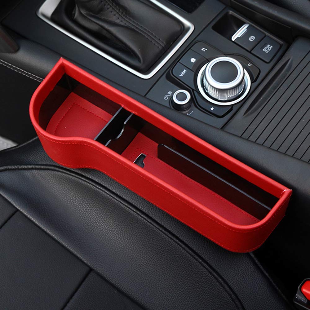 Ammar Car Seat Gap Storage Box Cup Holder Multifunctional Car Seat Gap Filler Premium PU Leather Car Console Side Pockets