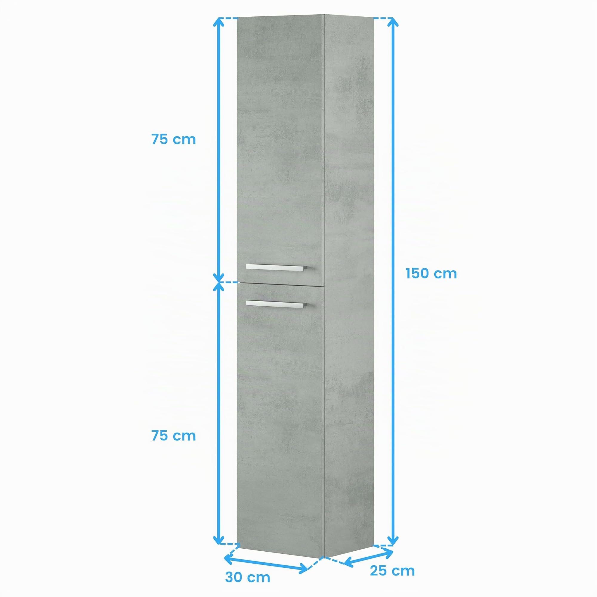 Miroytengo Columna de Baño Suspendida Aruba en Melamina Color Cemento 30x150 cm