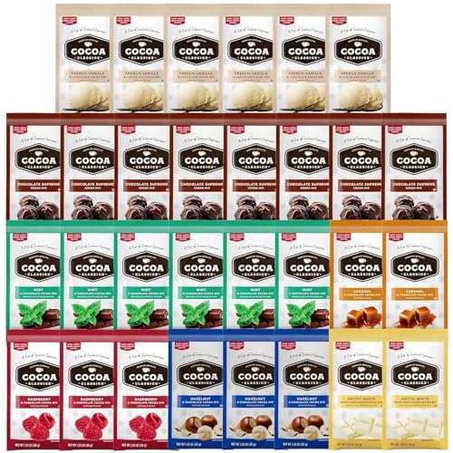 Hot Cocoa Mix Gift Set 30 Count, 7 Different Flavors | Cozy Hot C...