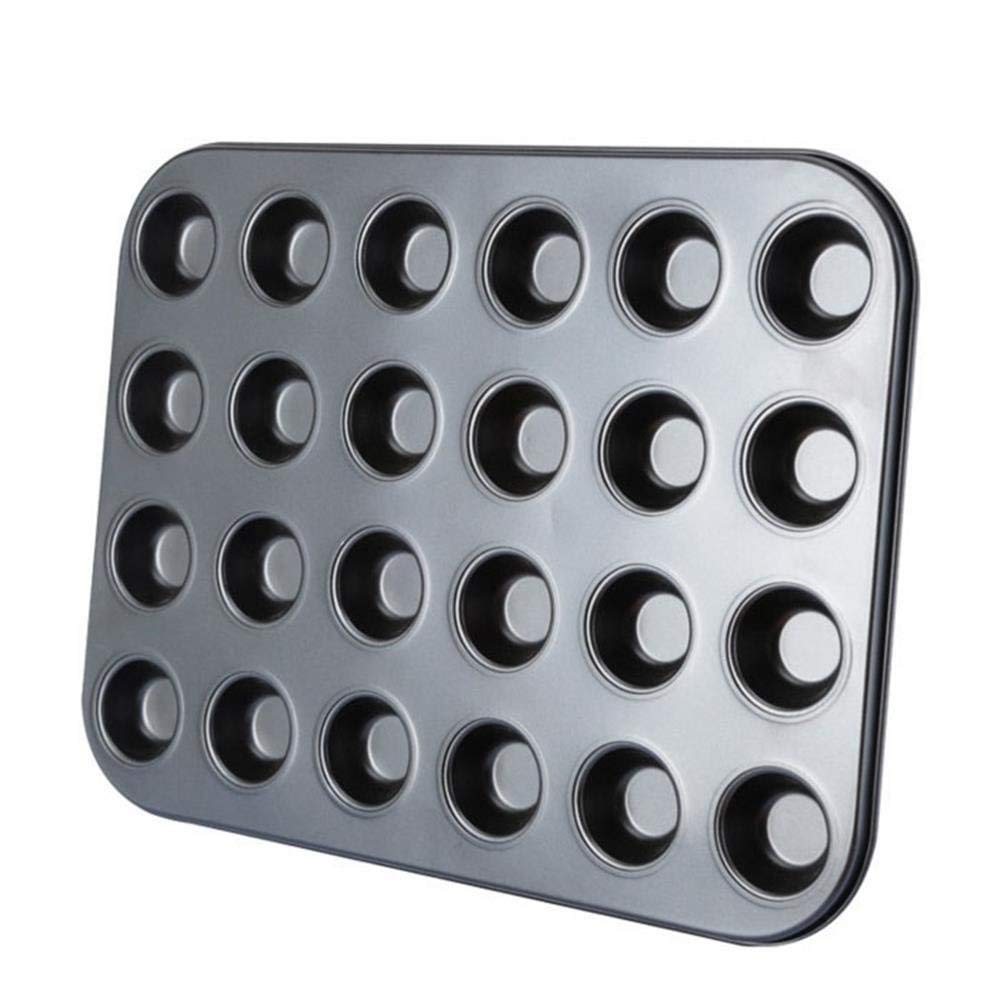 Tebery 24 Mini de Muffin Bandejas para Hornear Magdalenas, Antideslizantes, de Acero al Carbono, Juego de 2