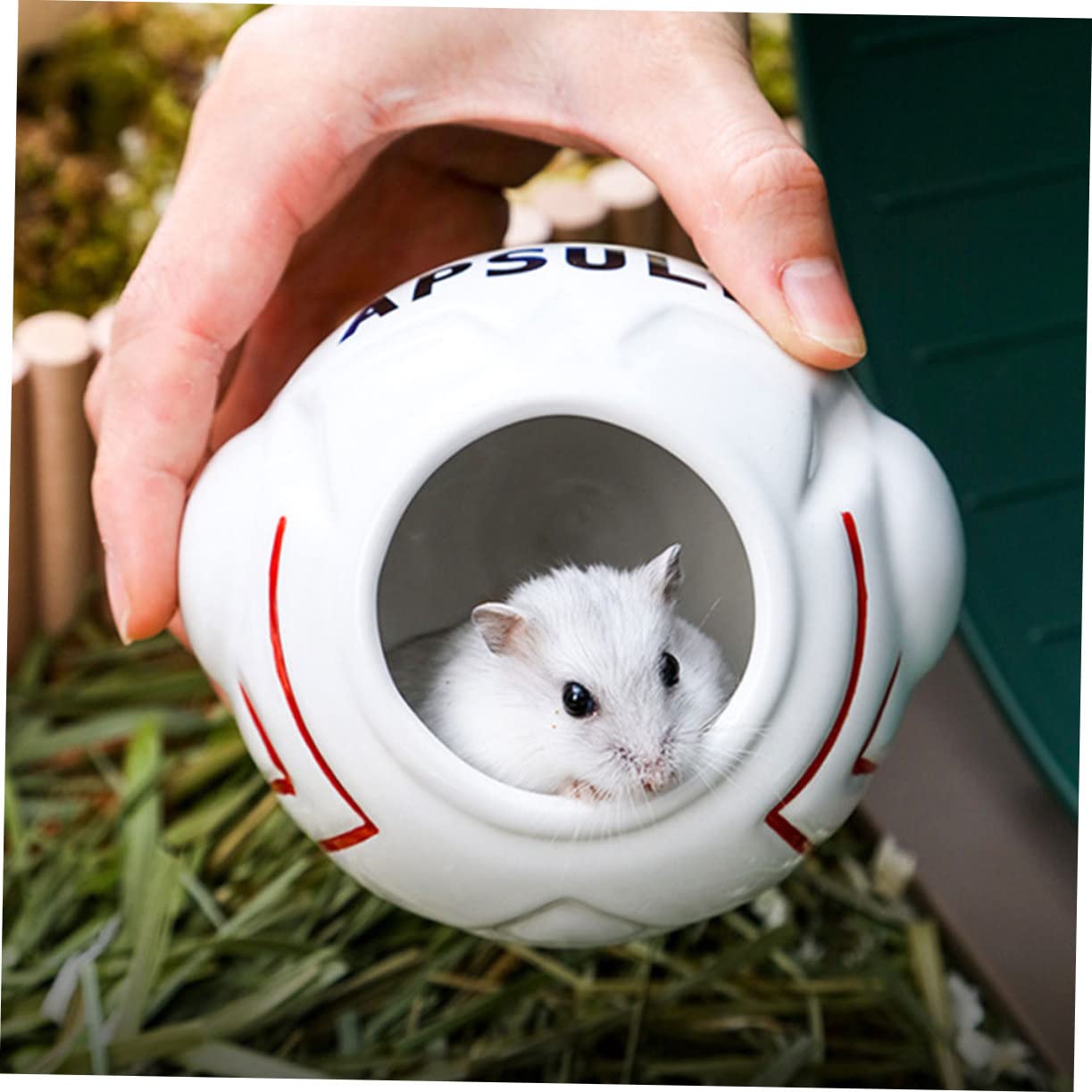 Toddmomy Comedero para Hámster de Cerámica con Incluye Bañera y de Astronauta Accesorios para Pequeñas Mascotas