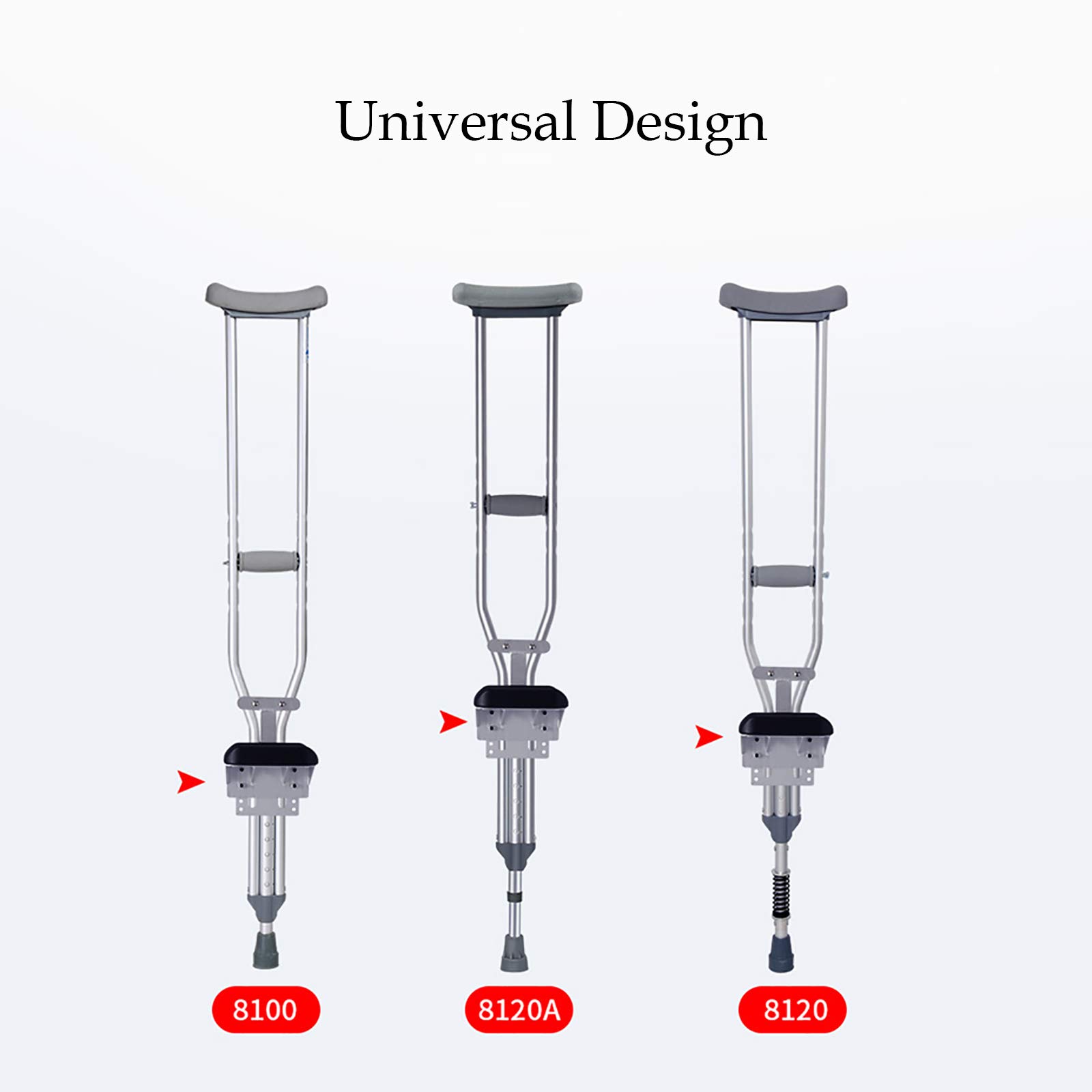 jjff Crutches Adults Comfy Leg Rest, Adjustable Height Soft Crutch Pads