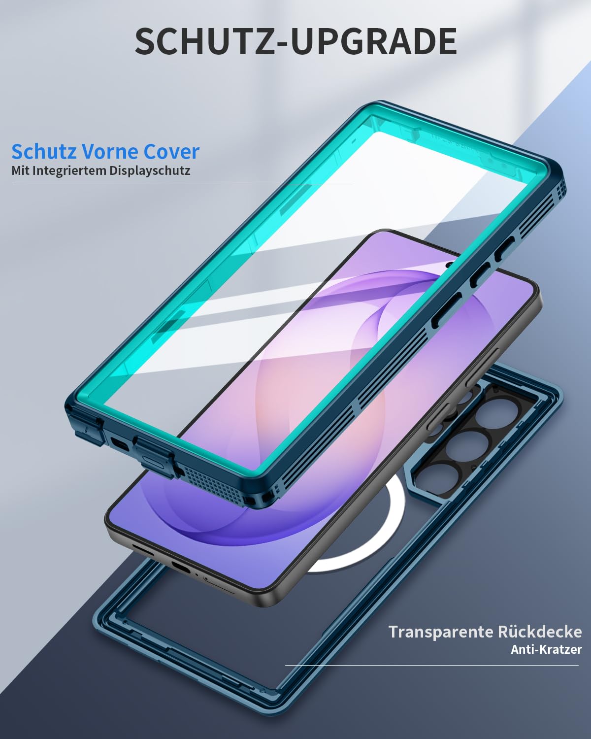 Hülle für Samsung Galaxy S26 Ultra Wasserdicht Kompatibel mit Magsafe, HandyHülle S26 Ultra 5G IP68 wasserdichte 360 Schutzhülle,Stoßfest Outdoor Panzerhülle mit Displayschutz,Blau