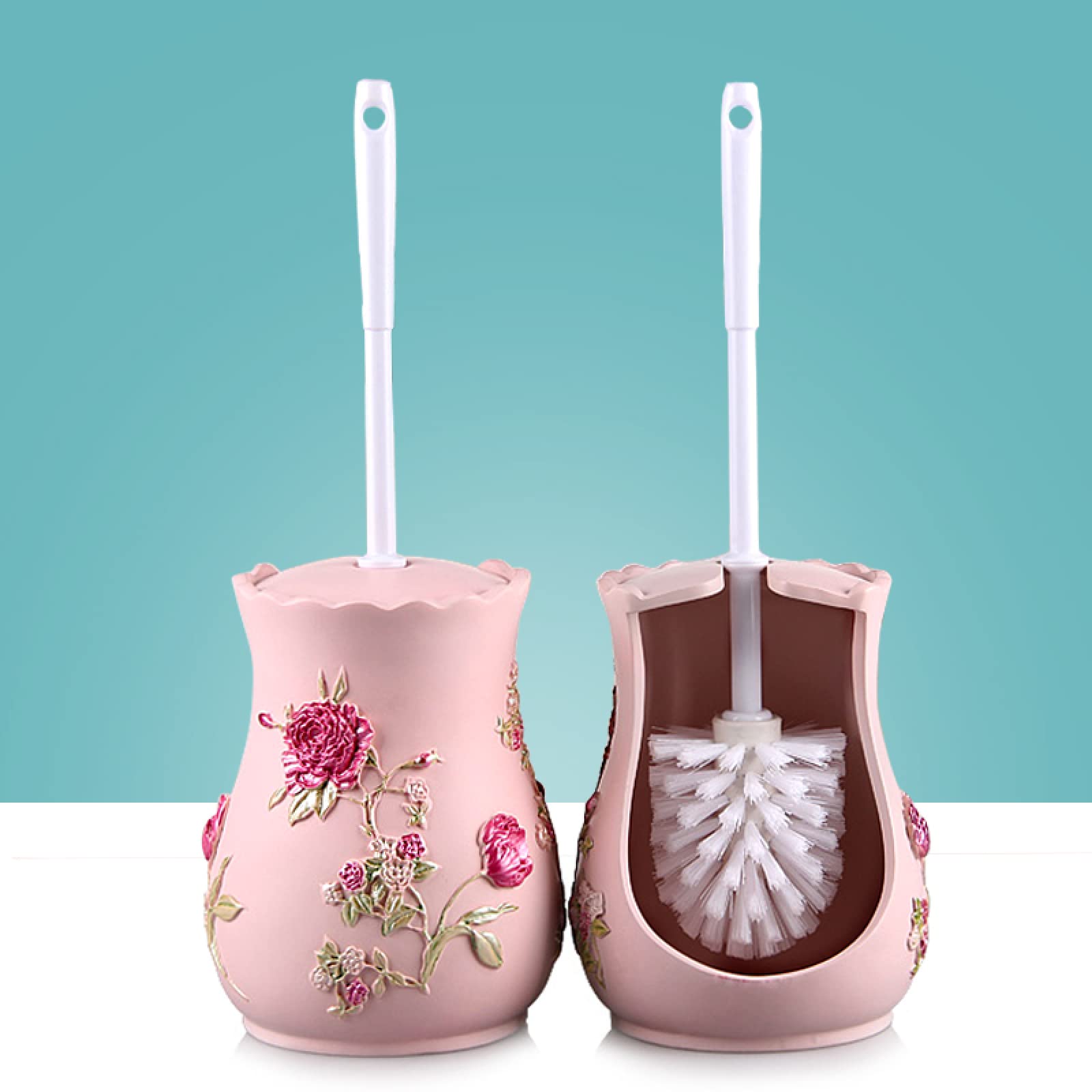 Zestaw szczotek do czyszczenia toalety, luksusowy środek do czyszczenia łazienki, miękkie włosie do skutecznego szorowania, elegancki design z czerwoną różą, idealny do użytku domowego i biurowego,