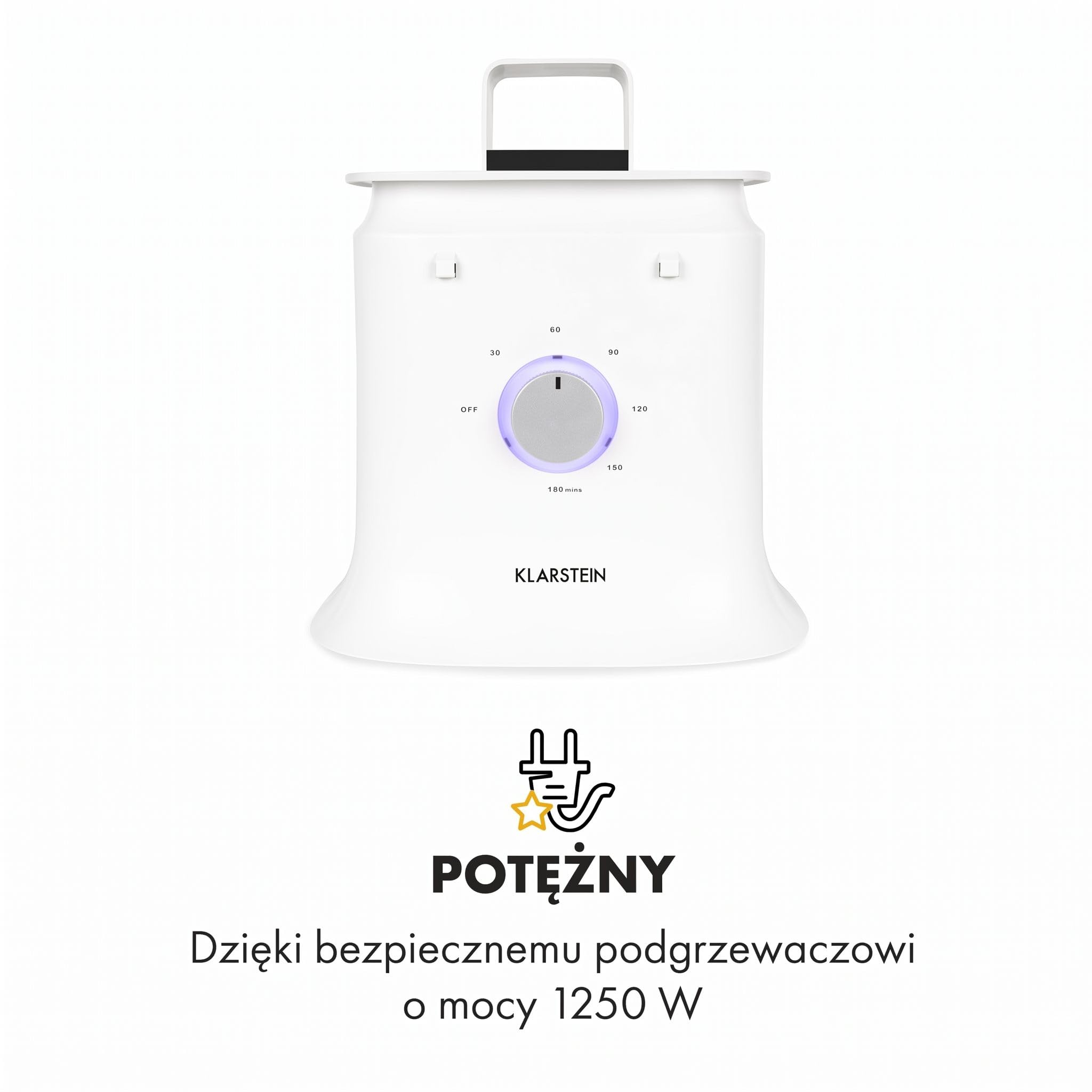 Klarstein ShirtButler Deluxe automatyczne urządzenie do suszenia i prasowania, 2w1, Grzałka bezpieczeństwa 1250 W, Technologia HotAir Tension, Timer: 0-180 min. Materiał: nylon Oxford, biały