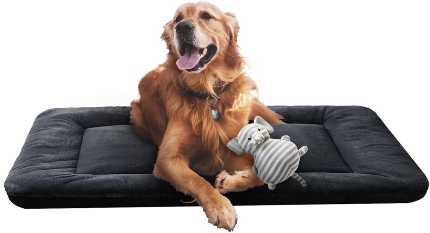 Dog Beds Crate Pad for Medium/Large Dogs Fit Dog Crates,Washable & Anti-Slip Kennel Pad for Dogs Cozy Sleeping Mat,Dark Gray 42inch 42.0"L x 28.0"W x 1.0"Th dark gray