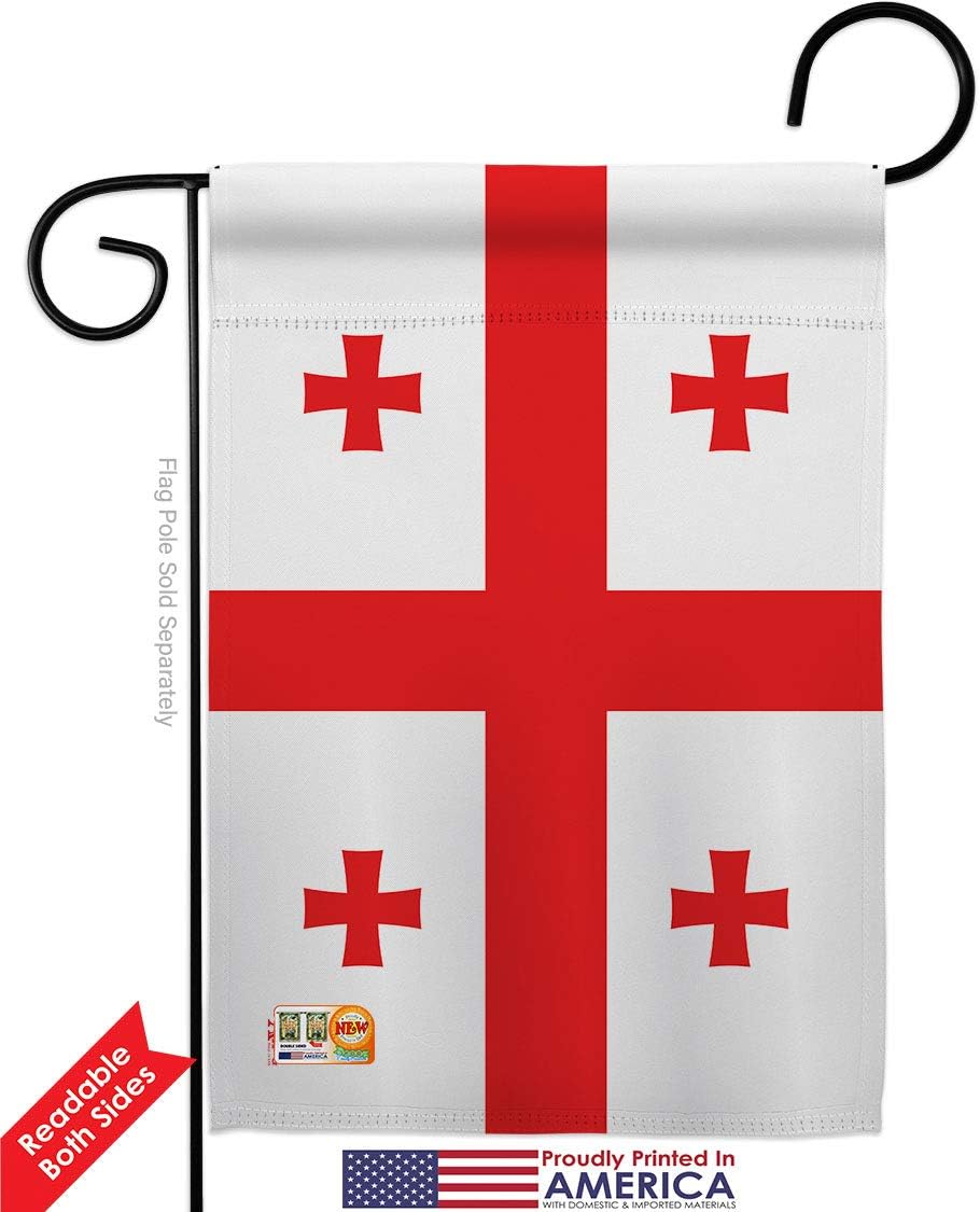 Georgia Republic Garden Flags Pack Regional Nationality Nation International World Country Particular Area USA Applique Small Decorative Gift Yard House Banner Double-Sided Made In 13 X 18.5