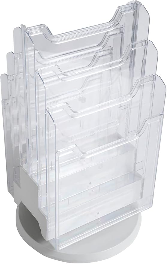 Exacompta 60558D Tisch-Prospekthalter drehbar DIN A4 mit 6 Fächern aus starkem transparentem Acryl ideal zur Präsentation von Katalogen Flyern Zeitschriften