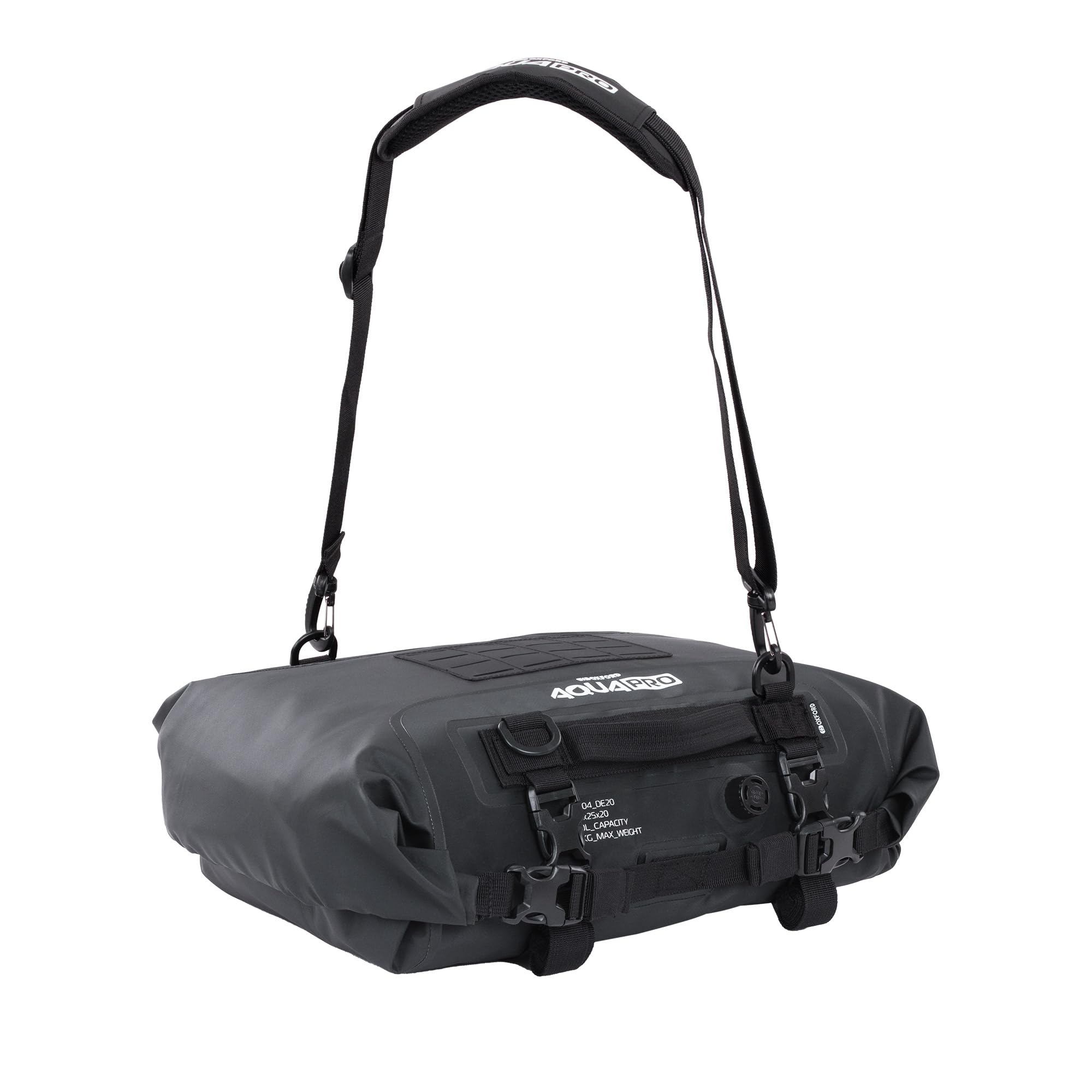 Oxford Aqua Pro DE-20 Roll Bag | Motorcycle Roll-top Double Ended Tail Pack Motorbike Luggage, Black