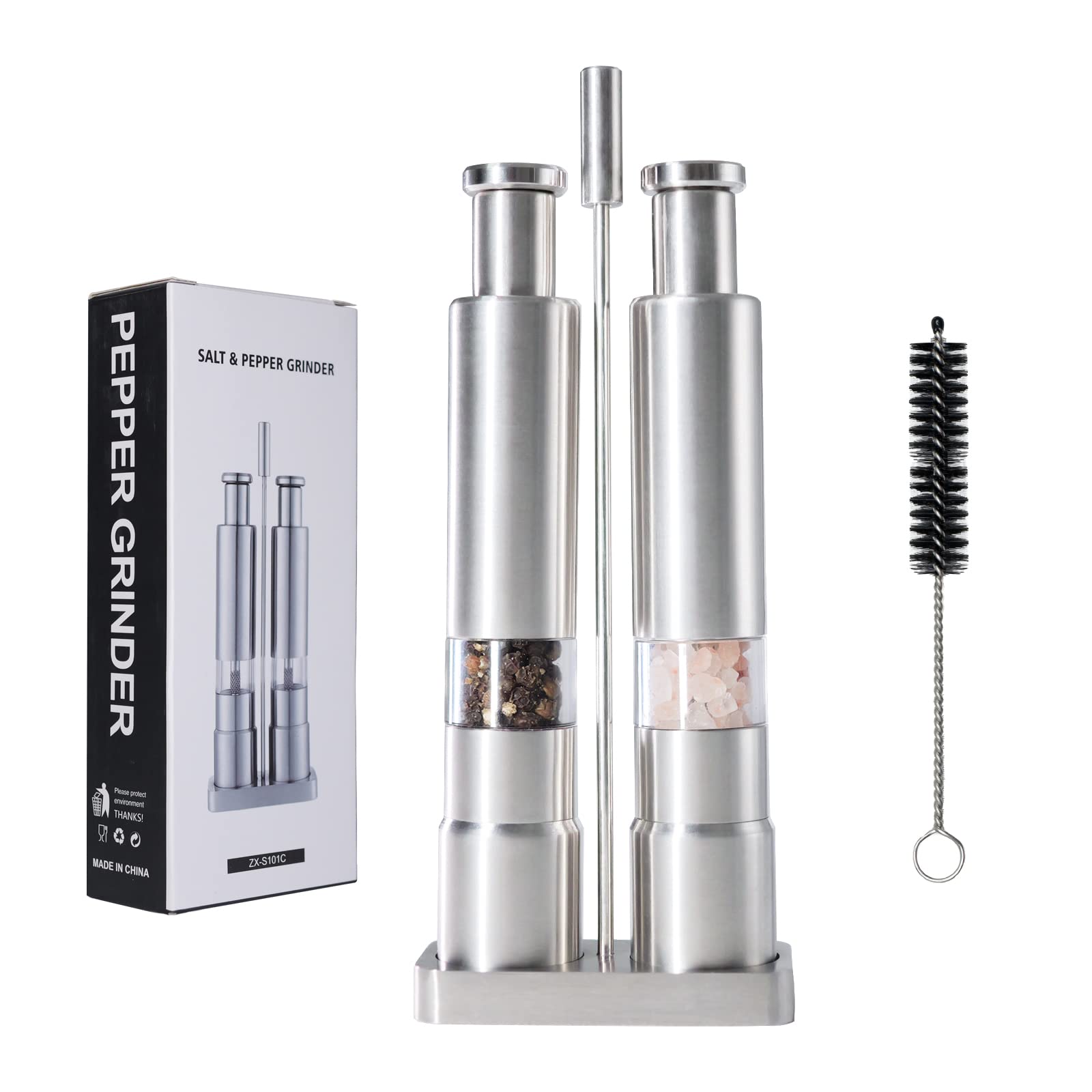 brabantia matt steel salt & pepper crusher set